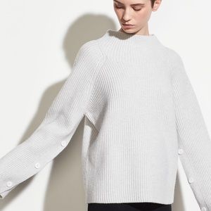 NWT Vince Button Sleeve Funnel Neck, XS, LT H Grey